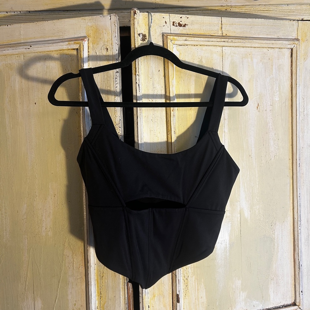 Black Corset Crop Tank Top